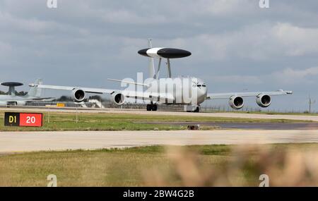 Boeing E-3D Sentry, ZH103/03, von 23 Sqn, Royal Air Force bei RAF Waddington während der Übung Cobra Warrior, Waddington, Großbritannien, 4. September 2 Stockfoto