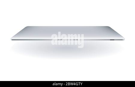 Ein geschlossener Laptop Mock up, silberne Farbe wie fliegende Wirkung. Vektorgrafik Stock Vektor