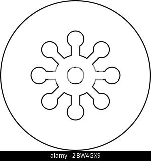 Virus Corona Infaction Coronavirus COVID-19 Infektion Virologie Symbol im Kreis runden Umriss schwarz Farbe Vektor Illustration flachen Stil einfaches Bild Stock Vektor