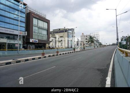 Bengaluru,Karnataka/Indien - 01. Juni 2020: Leere Straße wegen Ausbruch des Corona-Virus Stockfoto