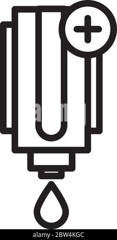 Persönliche Handhygiene, Spender Seife flüssige Krankheit Prävention und Gesundheit Linie Stil Symbol Vektor Illustration Stock Vektor