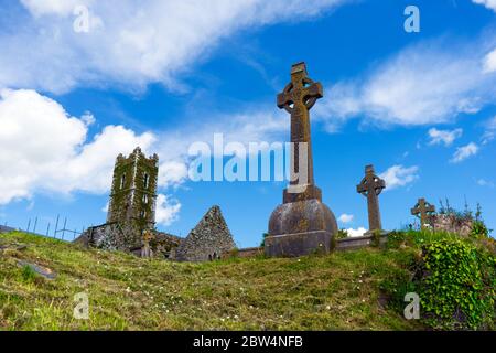 Typische keltische Beerdigung Denkmal, Irland Stockfoto