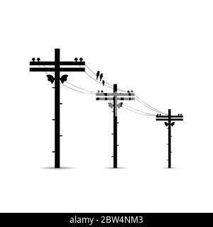 Mast mit Hochspannungsleitungen Vektor Stock Vektor