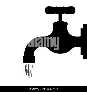 Wasserhahnsymbol Vektor, Silhouette Illustration auf weiß Stock Vektor