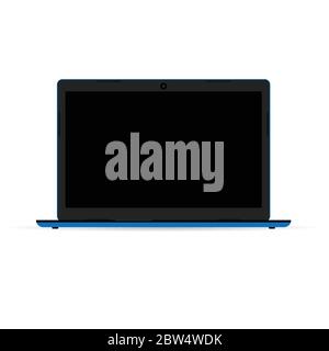 Laptop-Computer mit blauer Abbildung auf Weiß Stock Vektor