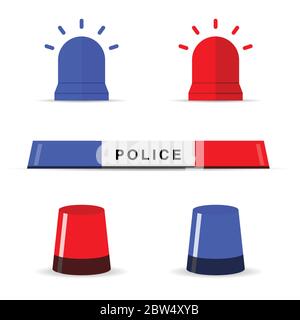Polizei Licht Symbol Set Illustration in bunten Stock Vektor