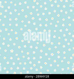Weiße Ditsy Blumen auf blauen nahtlose Vektor-Muster. Floraler Hintergrund mit kleinen weißen Blüten. Liberty-Stil. Florale Textur für Mode Stock Vektor