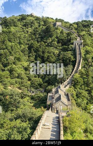 Eines der sieben Weltwunder, Mutianyu Abschnitt der großen Mauer von China Stockfoto