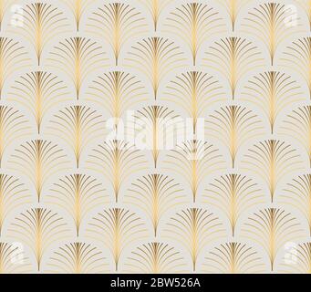 Vintage-Stil elegante florale Art Deco wiederholen Fan-Muster / stilisierte Palme Blatt in golden metallischen Verlauf auf hellem Hintergrund. Nahtlose Art-Deco-Einrichtung Stock Vektor
