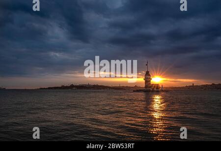 Maiden Turm und Sonnenuntergang Blick Stockfoto