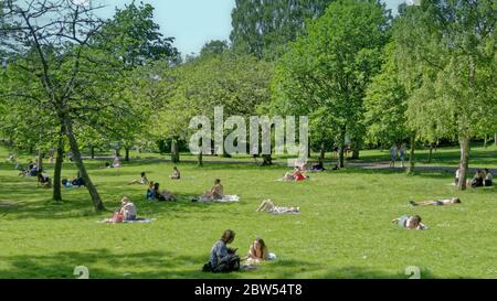 Glasgow, Schottland, Großbritannien 29. Mai 2020: Großbritannien Wetter: Im Kelvingrove Park genossen Einheimische die Sonne, da es heiß war. Quelle: Gerard Ferry/Alamy Live News. Stockfoto