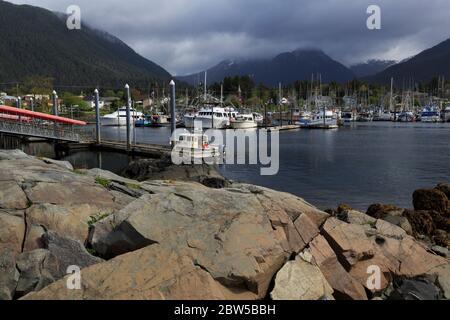 Kleine Yacht Marina, Sitka, Alaska, USA Stockfoto