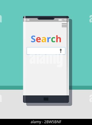 Durchsuchen Sie das Internet auf Ihrem Smartphone. Banner.Poster. Stock Vektor