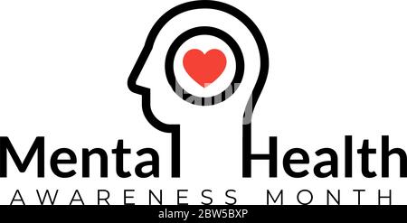 Monat des Bewusstseins für die psychische Gesundheit im Mai. Jährliche Kampagne zur Sensibilisierung für psychische Gesundheit. Kontrolle und Schutz. Präventionskampagne Stock Vektor
