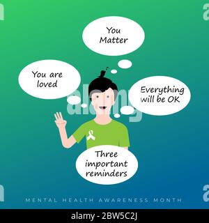 Monat des Bewusstseins für die psychische Gesundheit im Mai. Jährliche Kampagne zur Sensibilisierung für psychische Gesundheit. Kontrolle und Schutz. Präventionskampagne Stock Vektor