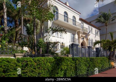 Villa Casa Casuarina oder das Versace Mansion am Ocean Drive, South Beach, Miami Florida.Ort, wo Gianni Versace von Andrew Cunanan ermordet wurde. Stockfoto