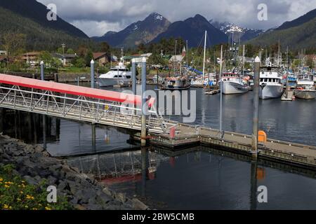 Kleine Yacht Marina, Sitka, Alaska, USA Stockfoto