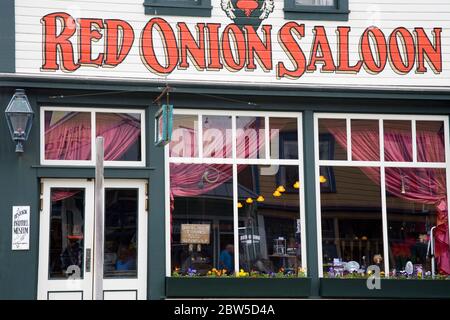 Red Onion Saloon an der Broadway Street, Skagway, Southeast Alaska, USA Stockfoto