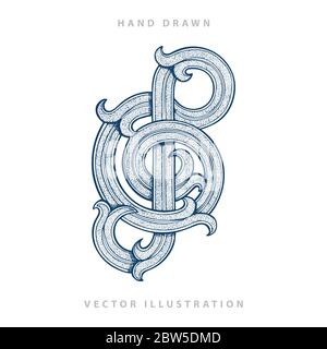 Musiktaste. Musik-Schlüssel Vintage-Stil Hand Zeichnung Vektor Illustration. Stock Vektor