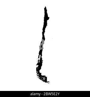 Vektorkarte Chile. Isolierte Vektorgrafik. Schwarz auf weißem Hintergrund. EPS 10-Abbildung. Stock Vektor