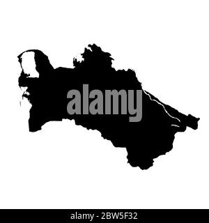Vektorkarte Turkmenistan. Isolierte Vektorgrafik. Schwarz auf weißem Hintergrund. EPS 10-Abbildung. Stock Vektor