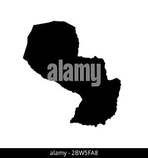 Vektorkarte Paraguay. Isolierte Vektorgrafik. Schwarz auf weißem Hintergrund. EPS 10-Abbildung. Stock Vektor
