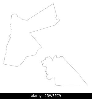 Vektorkarte Jordanien und Amman. Land und Hauptstadt. Isolierte Vektorgrafik. Übersicht. EPS 10-Abbildung. Stock Vektor