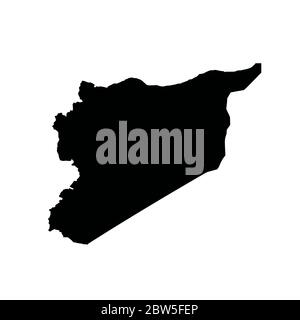 Vektorkarte Syrien. Isolierte Vektorgrafik. Schwarz auf weißem Hintergrund. EPS 10-Abbildung. Stock Vektor