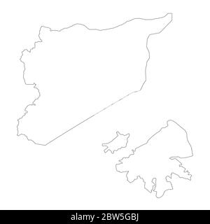 Vektorkarte Syrien und Damaskus. Land und Hauptstadt. Isolierte Vektorgrafik. Übersicht. EPS 10-Abbildung. Stock Vektor