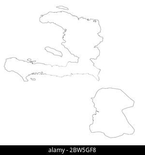 Vektorkarte Haiti und Port au Prince. Land und Hauptstadt. Isolierte Vektorgrafik. Übersicht. EPS 10-Abbildung. Stock Vektor