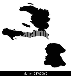 Vektorkarte Haiti und Port au Prince. Land und Hauptstadt. Isolierte Vektorgrafik. Schwarz auf weißem Hintergrund. EPS 10-Abbildung. Stock Vektor