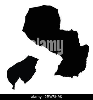 Vektorkarte Paraguay und Asuncion. Land und Hauptstadt. Isolierte Vektorgrafik. Schwarz auf weißem Hintergrund. EPS 10-Abbildung. Stock Vektor