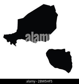 Vektorkarte Niger und Niamey. Land und Hauptstadt. Isolierte Vektorgrafik. Schwarz auf weißem Hintergrund. EPS 10-Abbildung. Stock Vektor