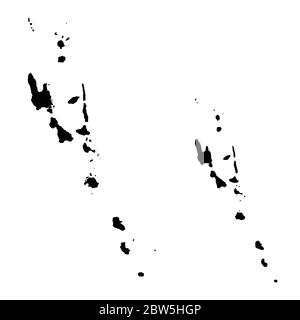 Vektorkarte Vanuatu und Port vila. Land und Hauptstadt. Isolierte Vektorgrafik. Schwarz auf weißem Hintergrund. EPS 10-Abbildung. Stock Vektor