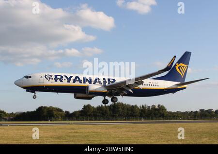 Ryanair Boeing 737 landet am Flughafen London Southend Stockfoto