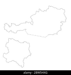 Vektorkarte Österreich und Vene. Land und Hauptstadt. Isolierte Vektorgrafik. Übersicht. EPS 10-Abbildung. Stock Vektor