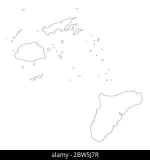 Vektorkarte Fidschi und Suva. Land und Hauptstadt. Isolierte Vektorgrafik. Übersicht. EPS 10-Abbildung. Stock Vektor