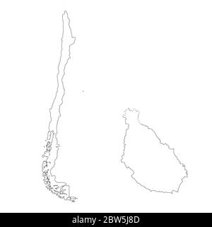 Vektorkarte Chile und Santiago. Land und Hauptstadt. Isolierte Vektorgrafik. Übersicht. EPS 10-Abbildung. Stock Vektor