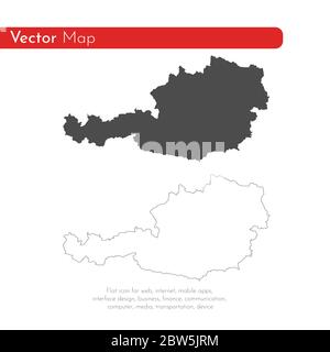 Vektorkarte Österreich. Isolierte Vektorgrafik. Schwarz auf weißem Hintergrund. EPS 10-Abbildung. Stock Vektor