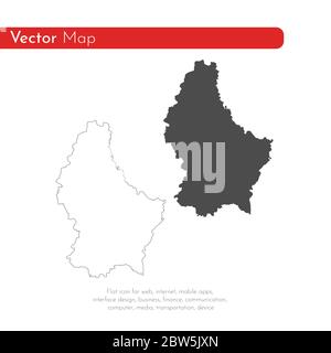 Vektorkarte Luxemburg. Isolierte Vektorgrafik. Schwarz auf weißem Hintergrund. EPS 10-Abbildung. Stock Vektor
