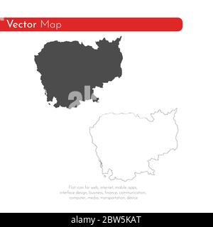 Vektorkarte Kambodscha. Isolierte Vektorgrafik. Schwarz auf weißem Hintergrund. EPS 10-Abbildung. Stock Vektor