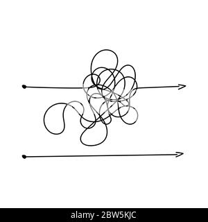 Chaotisch Linie wie hart und leicht Weg. Flach linearen Trend moderne Kunst Grafik zufällige Quiz Design Ball Element isoliert auf weiß. Konzept der wahren und falschen p Stock Vektor