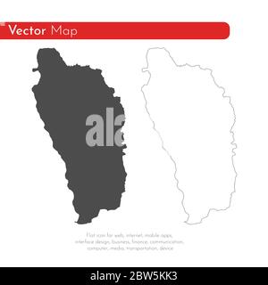 Vektorkarte Dominica. Isolierte Vektorgrafik. Schwarz auf weißem Hintergrund. EPS 10-Abbildung. Stock Vektor