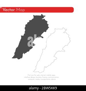 Vektorkarte Libanon. Isolierte Vektorgrafik. Schwarz auf weißem Hintergrund. EPS 10-Abbildung. Stock Vektor