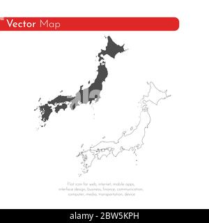 Vektorkarte Japan. Isolierte Vektorgrafik. Schwarz auf weißem Hintergrund. EPS 10-Abbildung. Stock Vektor