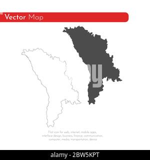 Vektorkarte Moldawien. Isolierte Vektorgrafik. Schwarz auf weißem Hintergrund. EPS 10-Abbildung. Stock Vektor