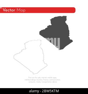 Vektorkarte Algerien. Isolierte Vektorgrafik. Schwarz auf weißem Hintergrund. EPS 10-Abbildung. Stock Vektor