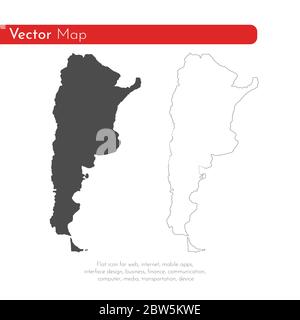 Vektorkarte Argentinien. Isolierte Vektorgrafik. Schwarz auf weißem Hintergrund. EPS 10-Abbildung. Stock Vektor