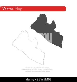 Vektorkarte Liberia. Isolierte Vektorgrafik. Schwarz auf weißem Hintergrund. EPS 10-Abbildung. Stock Vektor