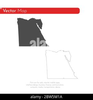 Vektorkarte Ägypten. Isolierte Vektorgrafik. Schwarz auf weißem Hintergrund. EPS 10-Abbildung. Stock Vektor
